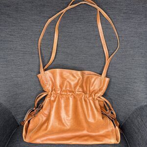 Borella Large Tan Shoulder Tote Bag Cinch Top Double Strap